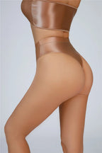 High-Waist Oil Glossy Sheer G-String Thong Satin Smooth Seamless Briefs