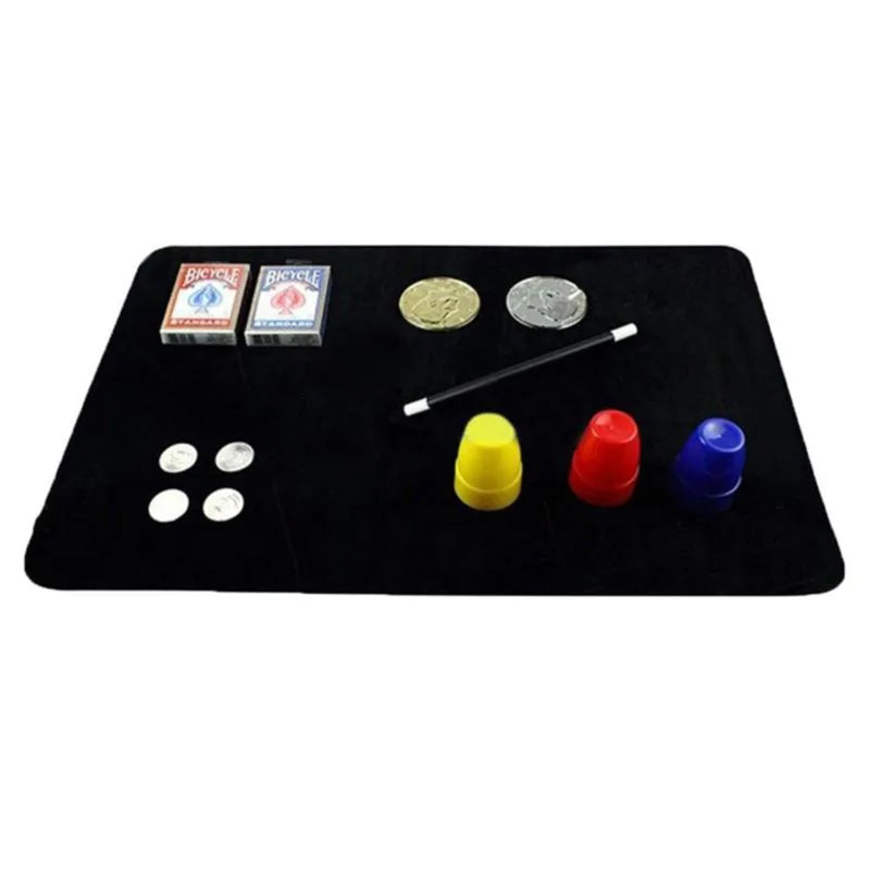Black Magic Card Mat Magicians Magic Trick Poker Coin Mat Card Pad Easy To Do Street Magic Props For Beginners