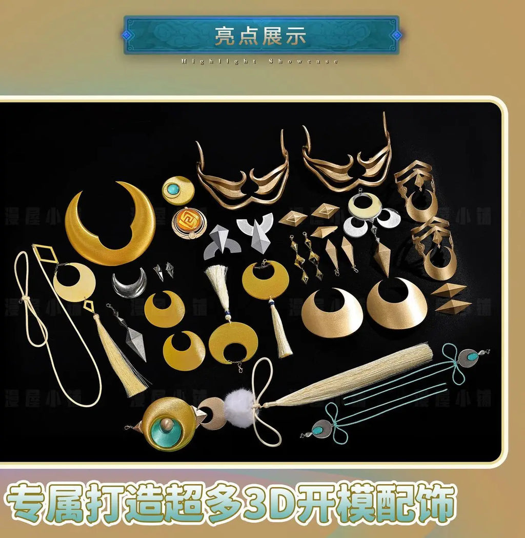 Genshin Impact Zi Bai Cosplay Costume Halloween Party Gorgeous Uniform Accessories Props Complete Set HERO Cos - Big Tim's Magic Emporium