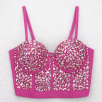The Stardust Prism Siren – Glitter Crystal Bustier Corset Crop Top