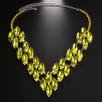 Colored Crystal Rhinestone Statement Necklace