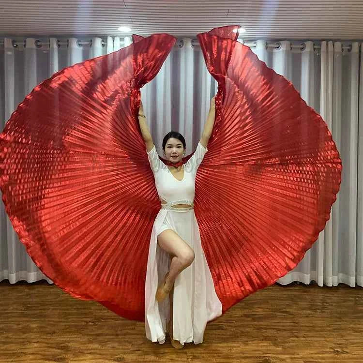 Oriental Style Dance Accessories Stage Performance Props Egyptian Wings 300 Degrees Belly Dance Isis Wings with Sticks