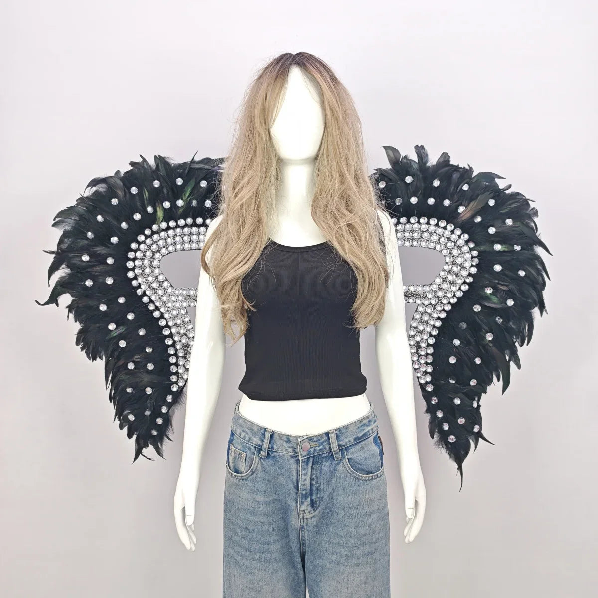 Artisanal Feather Angel Wings Statement Backpiece Runway & Carnival Costume Prop
