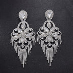 Sparkly Glass Crystal Statement Drop Earrings Stage Performance Jewelry