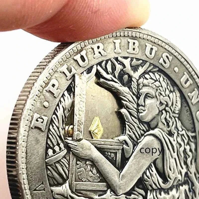 Mechanism Movable Coin Hobo Nickel Pandora`s Box Morgan Dollar Roman Booteen Amazing Art Creative Gift