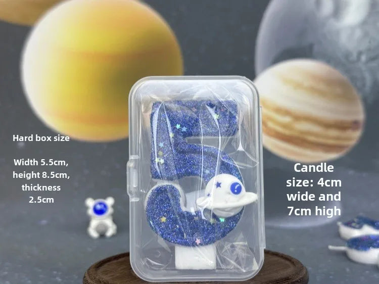 Boys Birthday Number Candle Cake Topper Blue Planetary Universe Children Baby Party One Year Old Dessert Decor Baking Supplies