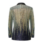 Men's Luxury Gradient Sequin Blazer Shawl Lapel Formal Stage Tuxedo Jacket