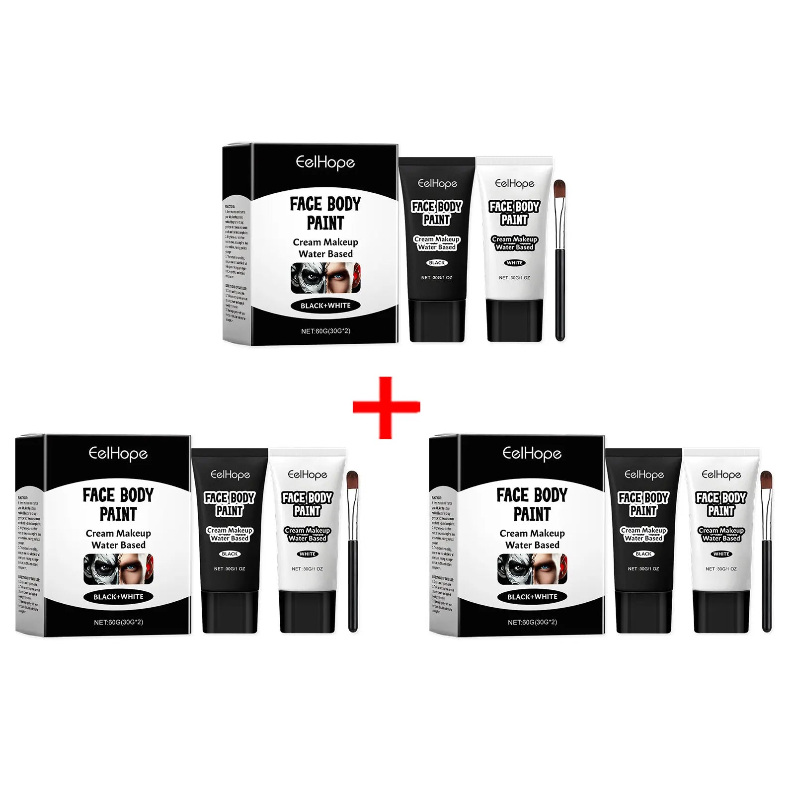 Halloween Black and White Foundation Paint Cream Concealer Easily Cover Skin Tone Clown Makeup Effect Cosplay Lasting Cosmetics - Big Tim's Magic Emporium