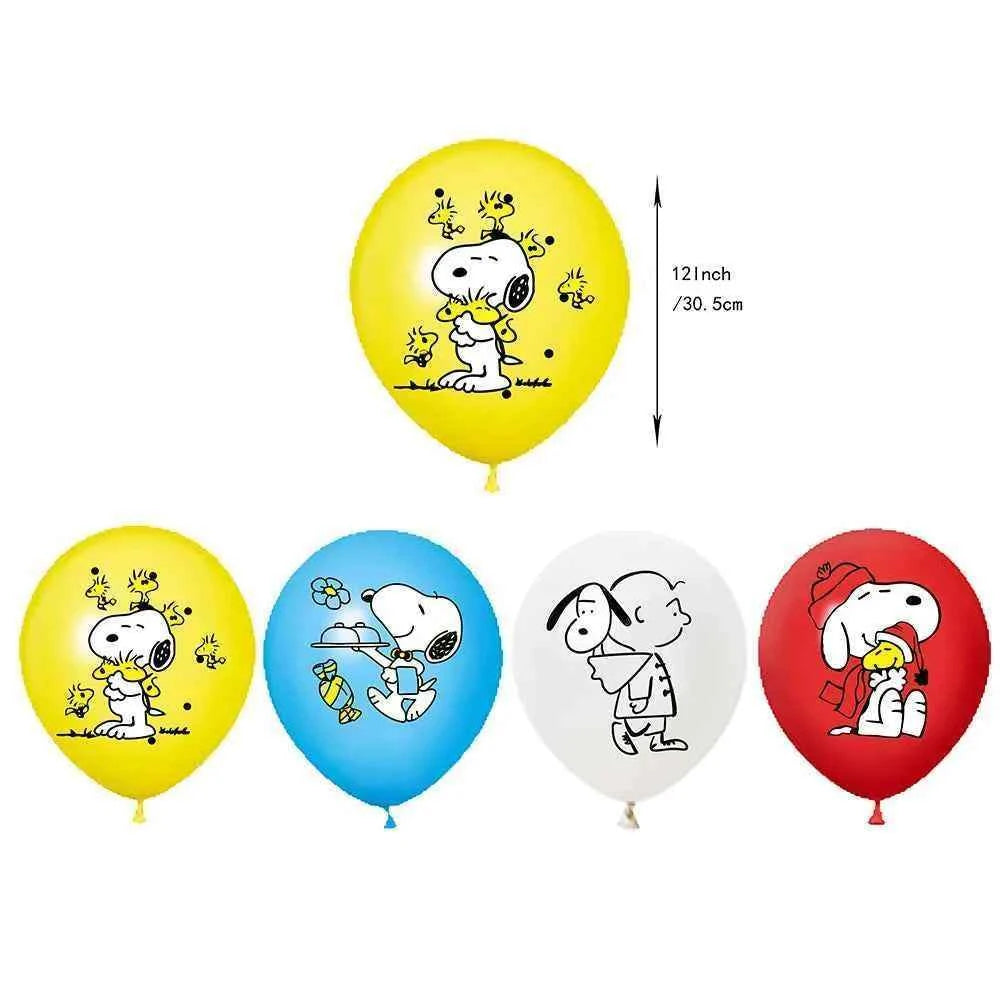 Cartoon Snoopys Birthday Decoration Set Banners Cake Toppers Balloons Backdrops Kids Birthday Gifts Baby Shower Party Supplies