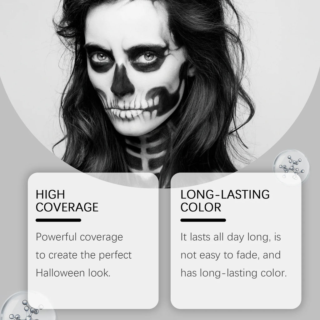 Halloween Black and White Foundation Paint Cream Concealer Easily Cover Skin Tone Clown Makeup Effect Cosplay Lasting Cosmetics - Big Tim's Magic Emporium