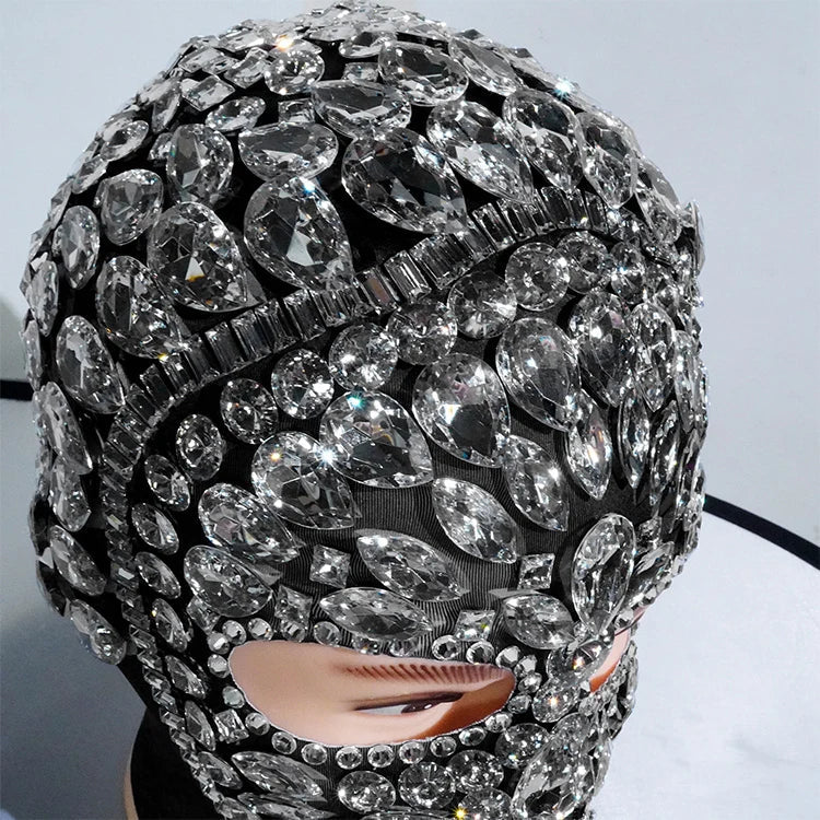 Super Shiny Rhinestone Full Face Headwear Mask