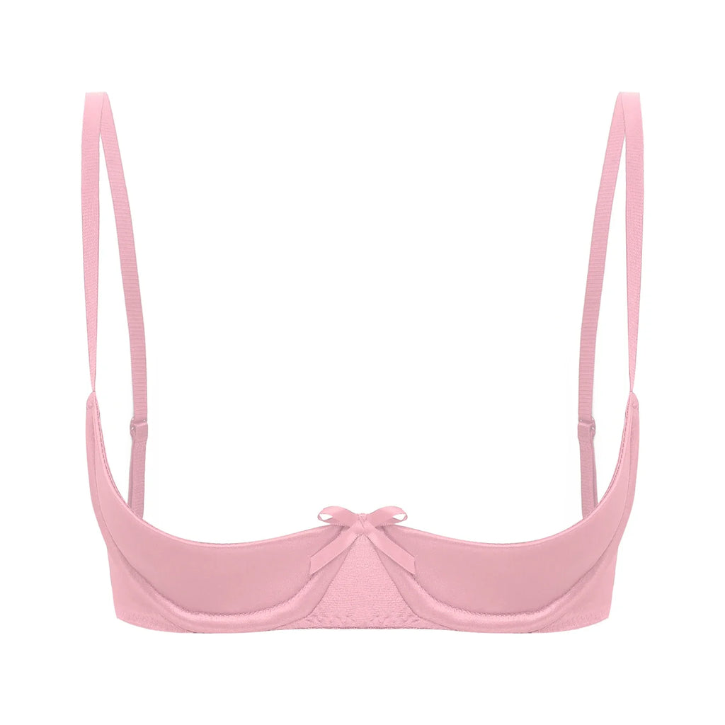 Satin Underwire Half-Cup Push-Up Bra