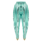 Men's Metallic Shiny Harem Dhoti Pants Gold Brocade Trim Prince Cosplay Costume