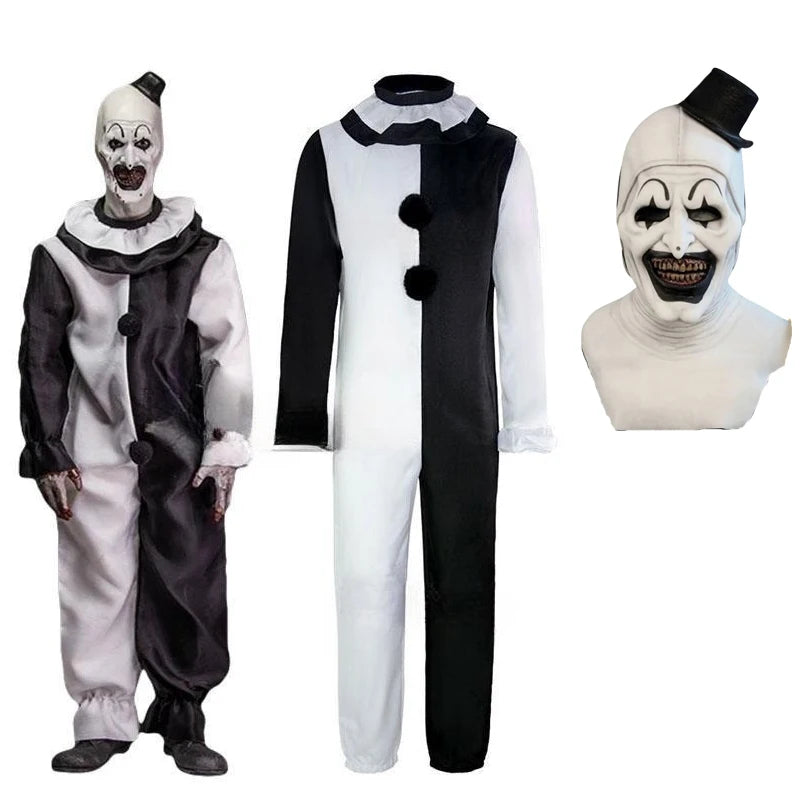 Art The Clown Cosplay Movie Terrifier 2 Art The Clown Cosplay Costume Jumpsuit Mask Halloween Costumes Mask for Men Women - Big Tim's Magic Emporium