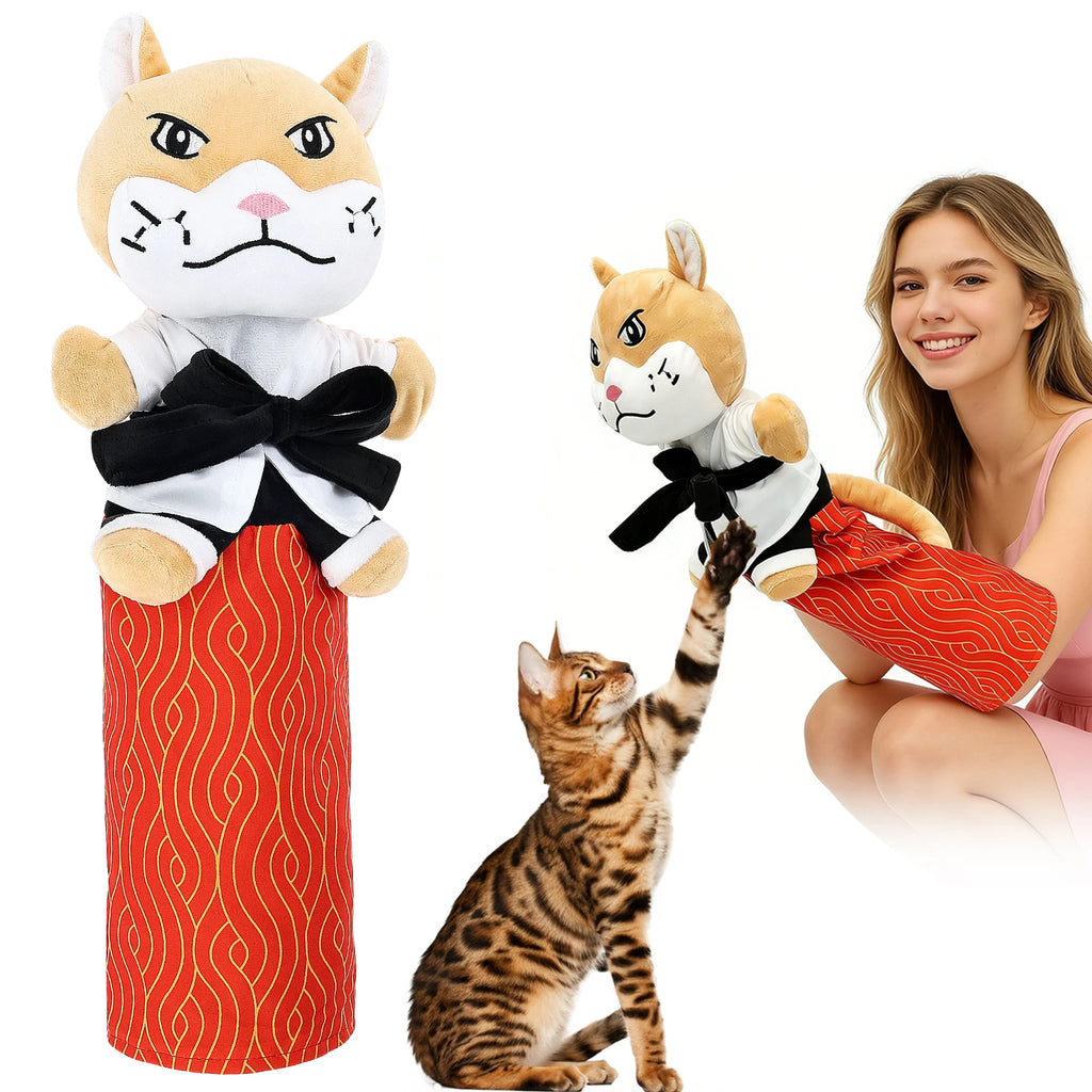 Karate Kitty Puppet Cat Wrestling Plush Play Glove Pet Interactive Dolls Fun Soft Cat Wrestling Boxing Glove Hand Puppets - Big Tim's Magic Emporium