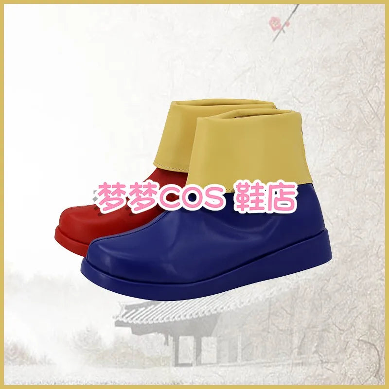 Pomni Clown Cosplay Shoes Red and Blue PU Leather Boots Halloween Carnival Cosplay Props Custom Made - Big Tim's Magic Emporium