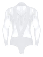 Men's Latin Salsa Sequin Tassel & Rhinestone V-Neck Performance Leotard Bodysuit