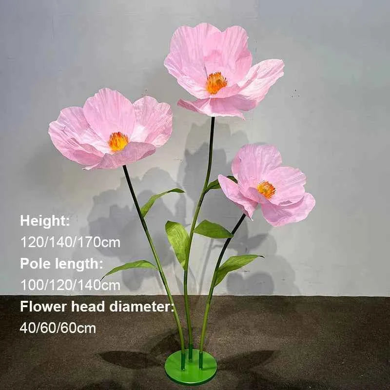 Wedding Artificial Flowers Paper Poppy Flower Wall Garden Decoration Photography Props Window Display Party Supplies Home Decor