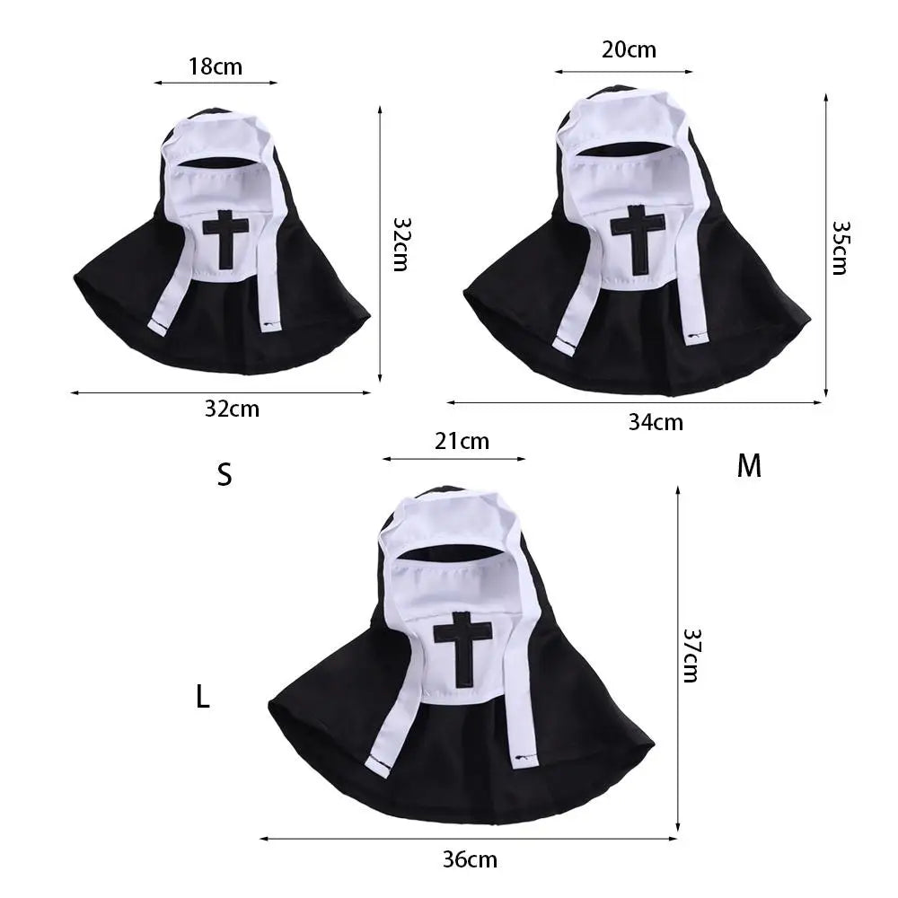 Cat Puppy Pet Nun Cloak Role Play Soft Pet Cat Halloween Costumes Black/white Breathable Cat Cosplay Costume Sets Cosplay Dress