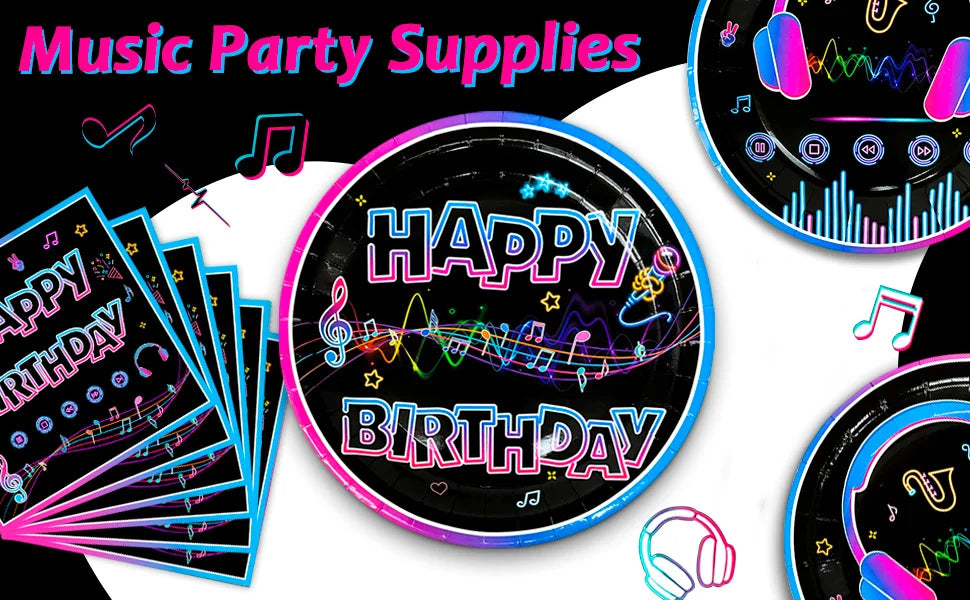Tik Tok Party Supplies,93pcs Tiktok Party Decorations & Tableware Set - Tik Tok Party Cups,Napkins Backdrop etc Party Supplies - Big Tim's Magic Emporium