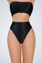 High-Waist Oil Glossy Sheer G-String Thong Satin Smooth Seamless Briefs