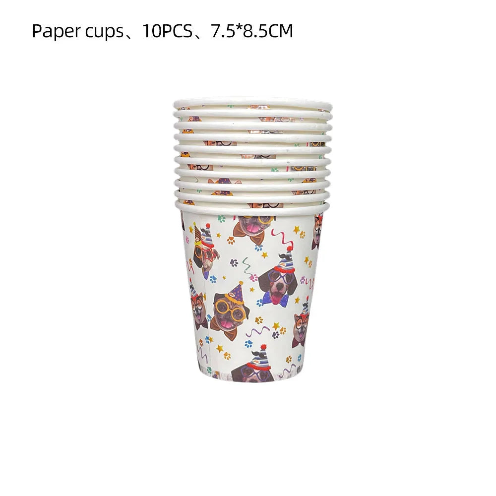 Dog Party Decoration Pet Party Tableware Plate Cup Napkin Tablecloth Birthday Party Banner - Big Tim's Magic Emporium