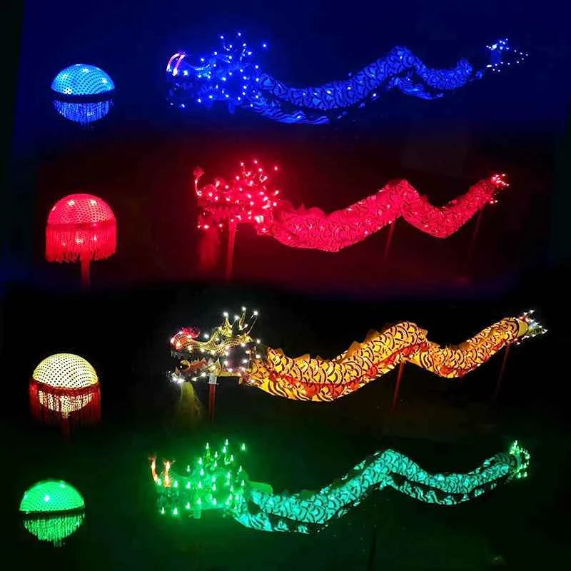 Dragon and lion dance props faucet Kindergarten stage performance Satin cloth dragon luminous nine dragon lanterns
