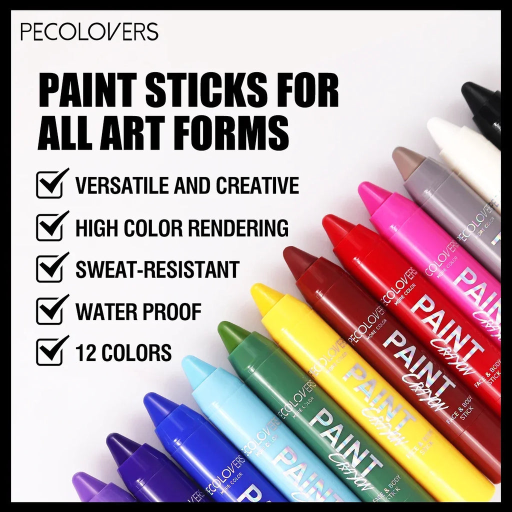 1PC Face and Body Paint Sticks - Sweatproof,  Long-lasting, Matte Finish, Multi-color Suitable for Parties
