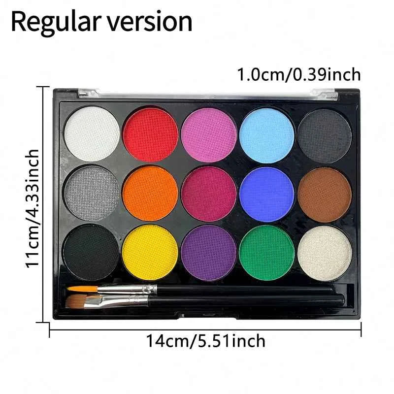15 Colors Face Painting Palette Body Makeup Non Toxic Water Based Paint With Brush For Christmas Halloween Party Body Graffiti