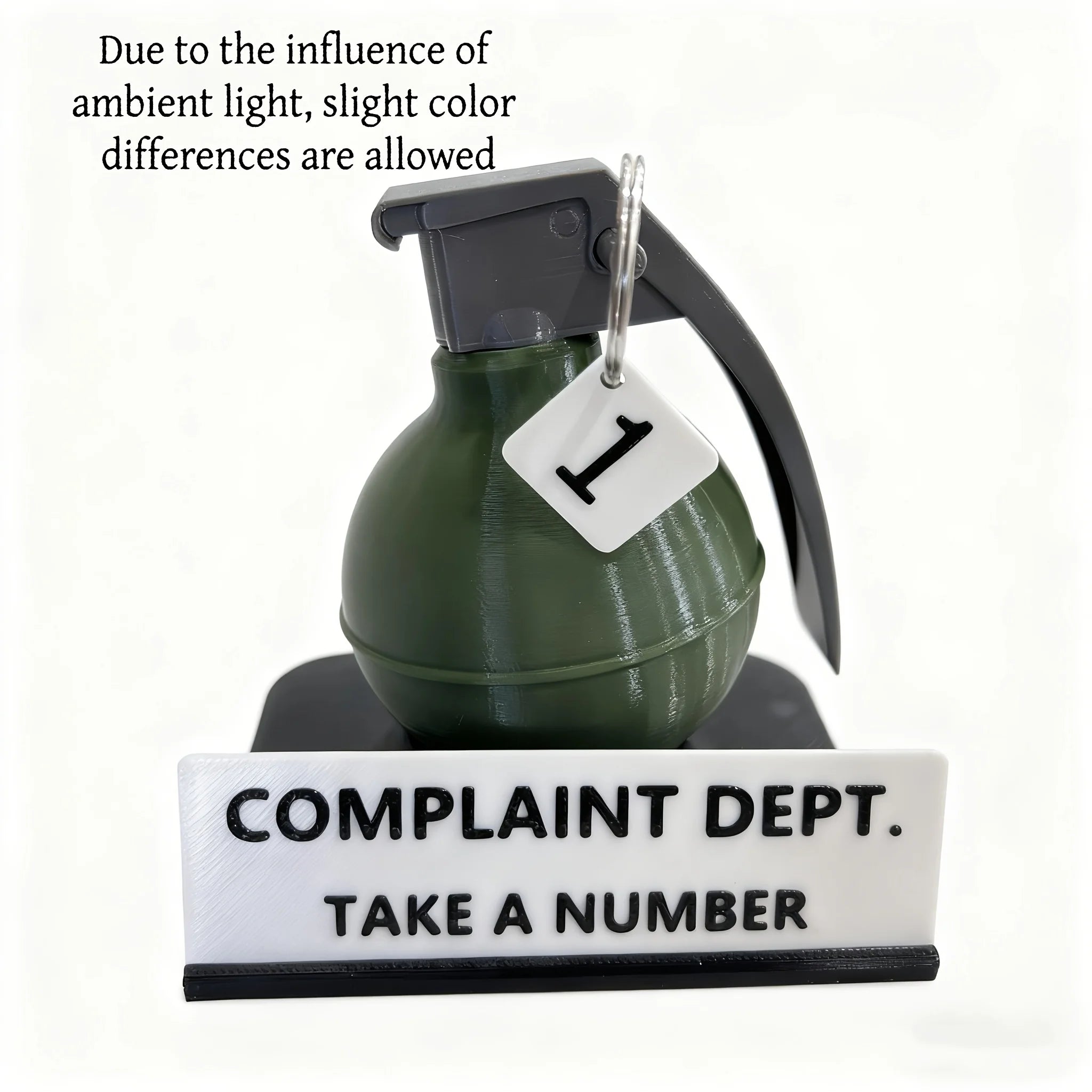 1 Piece with Two Color Options to Choose From, Complaint Department Desk Sign, 3D Printed Prank Gift, Funny Grenade, Complaint Department Desk Sign Decoration, Interesting Office Decoration Ornament, Gift for Colleagues and B