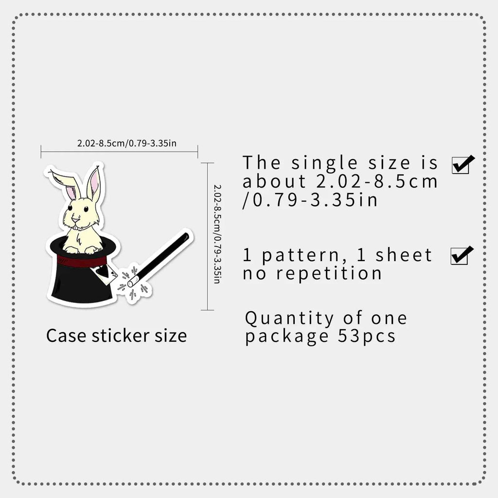 53PCS Magician Sticker Cartoon Creative Graffiti Magic Material Can Decorate Luggage Gift Stationery Waterproof Sticker Kids Toy