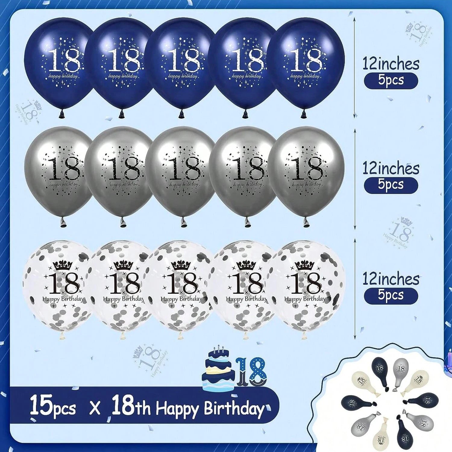 15Pcs 12 Inch 18th 21th 30th 40th 50th 60th 70th 80th Birthday Party Latex Balloons Anniversary Decoration Indoor Outdoor Decor