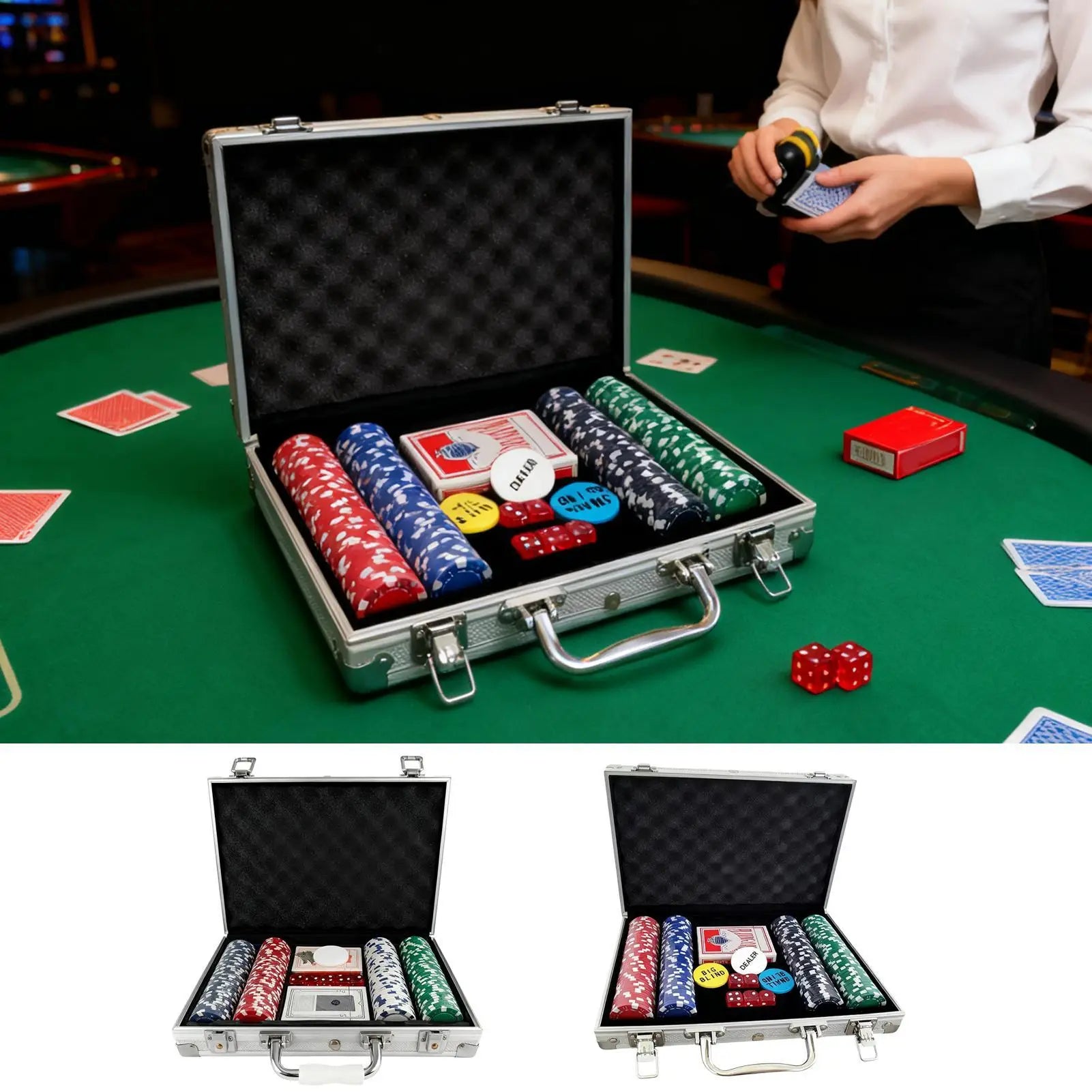 Poker Sets With Case Party Props No-Denomination Professional Poker Sets For Players Game Enthusiasts Collectors Event Planner - Big Tim's Magic Emporium