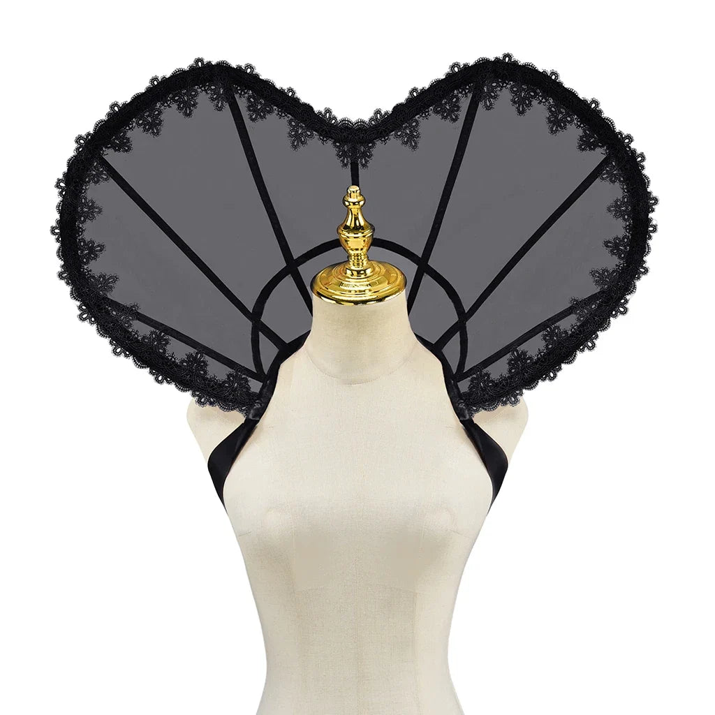 Heart-Shaped Standing Lace Medici Collar Gothic Queen Elizabeth Boned Neckpiece