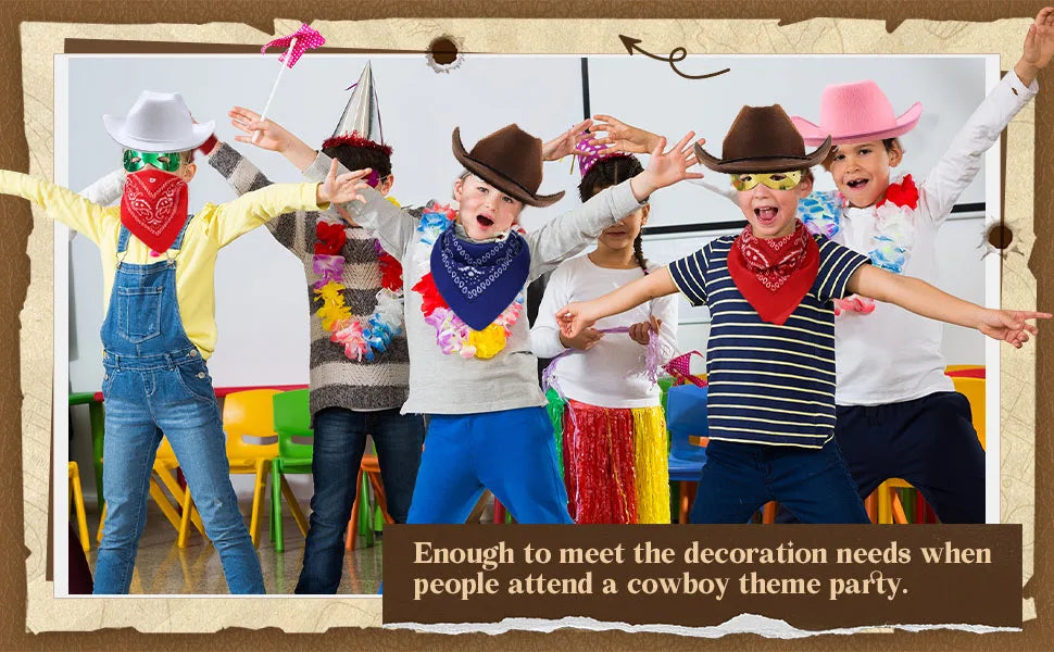 6-48Set Kids Western Cowboy Hats with Bandanas Cowboy Party Hats for Birthday Party Cosplay Costume Party Western Party Favors - Big Tim's Magic Emporium