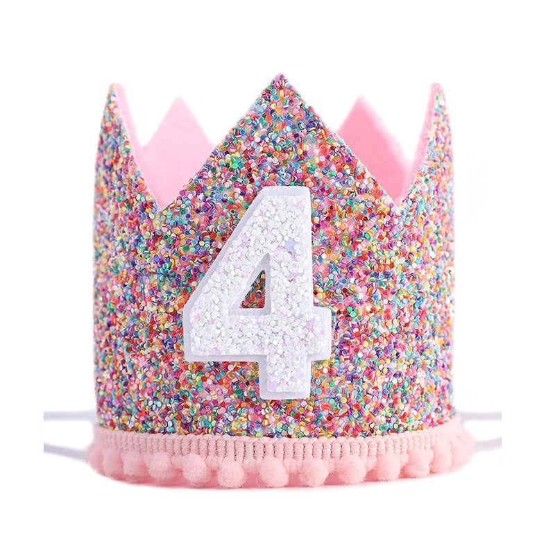 Birthday Party Hats Half Year Old Birthday Cap Baby Shower Princess Crown 1st 2nd 3rd 4th Year Old Number Kids Birthday Headband - Big Tim's Magic Emporium