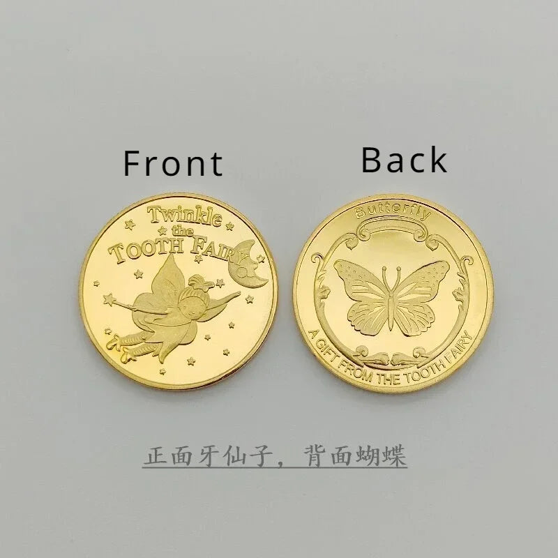 Tooth Fairy Gold Plated Commemorative Coin Creative Kids Tooth Change Gifts Physical Metal Coin Crypto Commemorative Coin