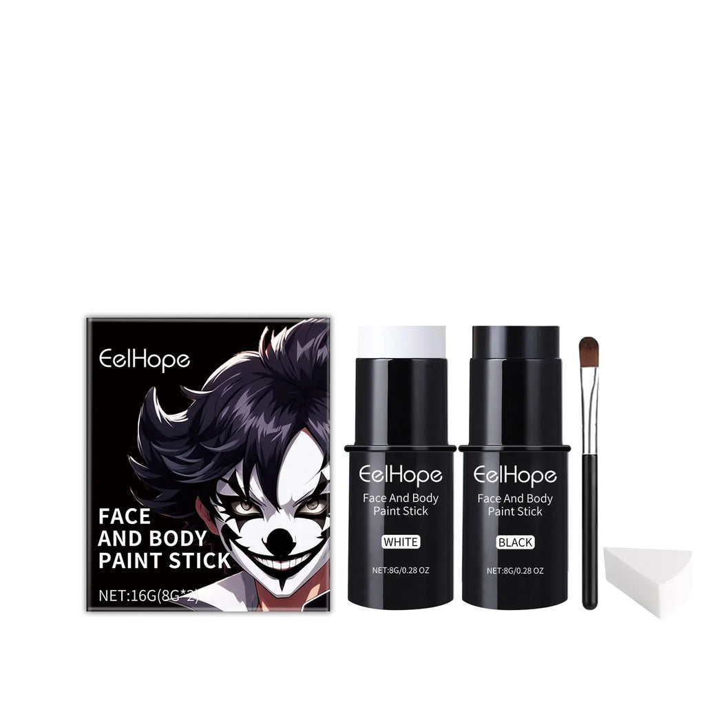 Halloween Face Painting Kit Black White Body Paint Set DIY Cosplay Foundation Clown Colorful Lasting Waterproof Festive Makeup