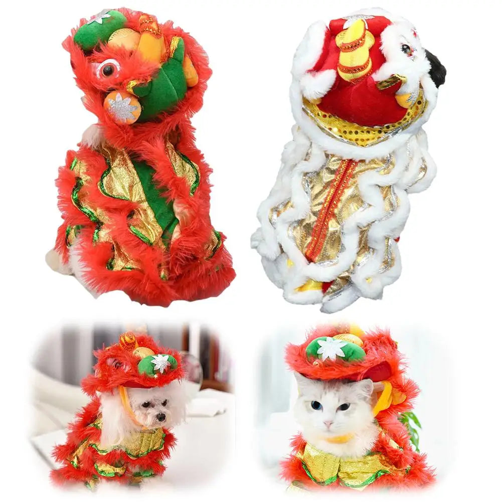 Pet Lion Dance Costume Dance Dog Costume Chinese New Year Pet Costume Dog Clothes For Pet New Year Spring Festival Dress Up