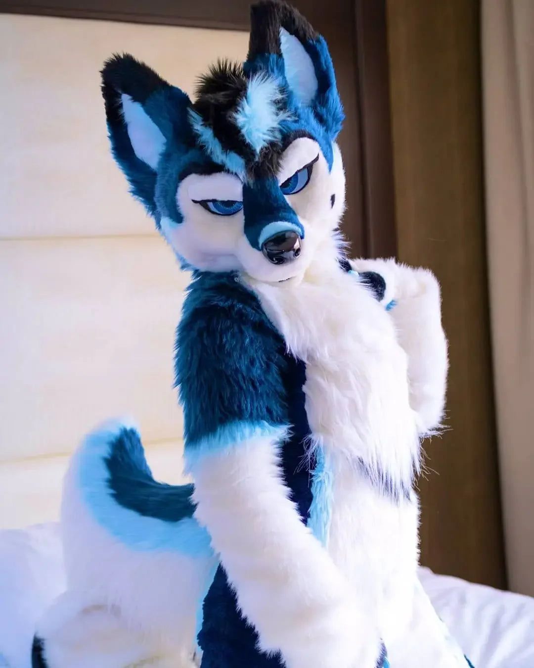Blue White Fur Fox Dog Husky Mascot Costume Furry Suit Fursuit Halloween Christmas adults Birthday Party Gifts - Big Tim's Magic Emporium