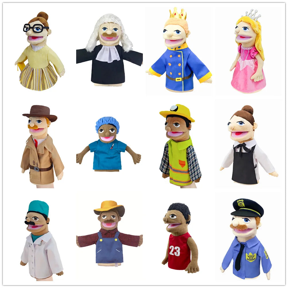 Cute Cartoon Profession Series Hand Puppet Plush Doctor Police Officer Nurse Teacher Job Puppet Ventriloquism Doll - Big Tim's Magic Emporium