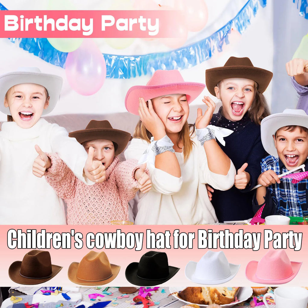 6-48Set Kids Western Cowboy Hats with Bandanas Cowboy Party Hats for Birthday Party Cosplay Costume Party Western Party Favors - Big Tim's Magic Emporium