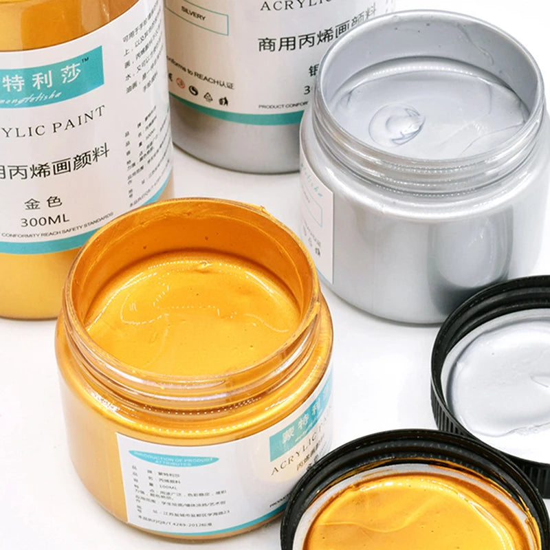 100ml Gold Paint Metallic Acrylic Paint,waterproof Not Faded for Statuary Coloring DIY Hand Clothes Painted Graffiti Pigments