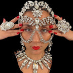 Rhinestone Masquerade Crystal Face Chain Mask