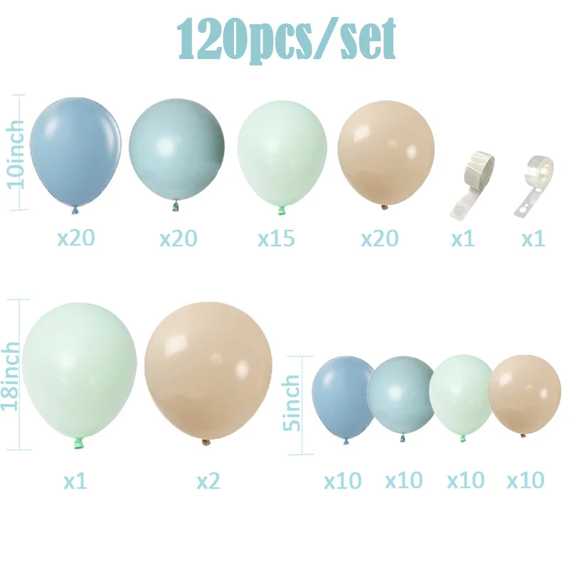 Under the Sea Party Decorations 120pcs Blue and sand white Balloons for Summer Ocean Beach Baby Shower Birthday Party Supplies