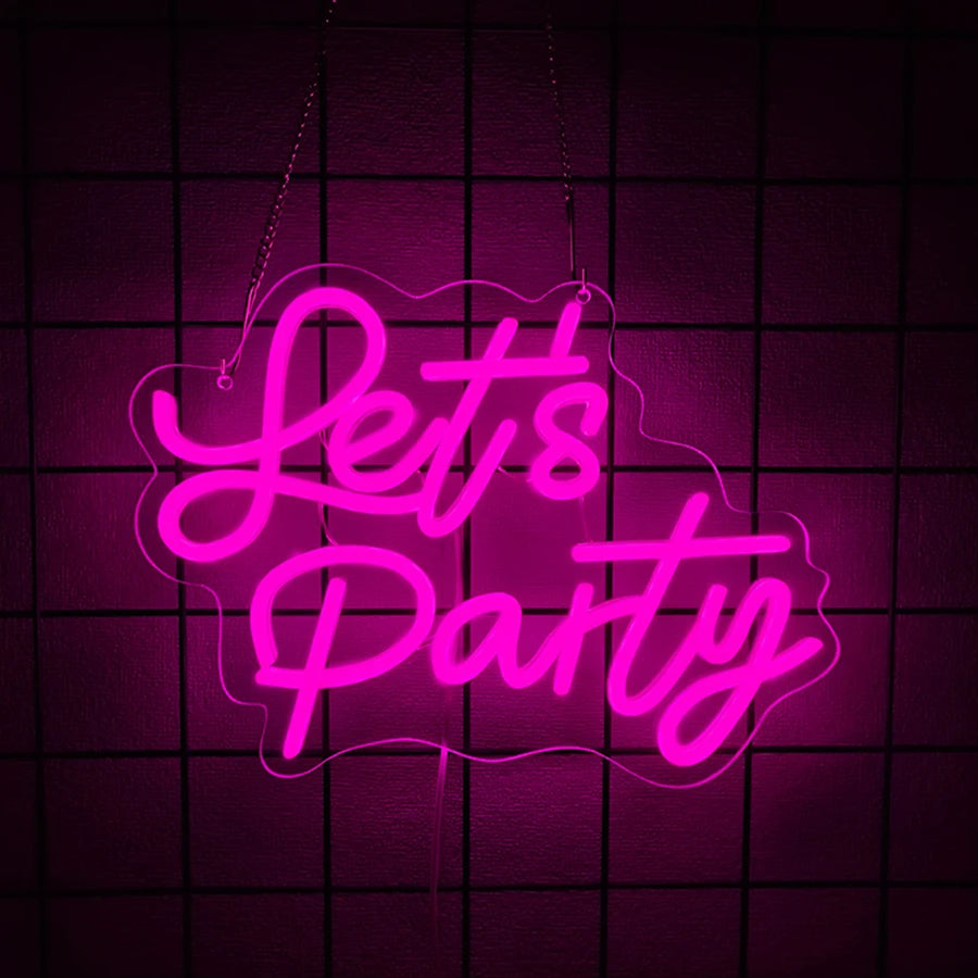 Let's Party Neon Sign for Wall Decor,LED Lights for Bachelorette Party, Engagement Party, Birthday Party,Gamer Room Decor - Big Tim's Magic Emporium