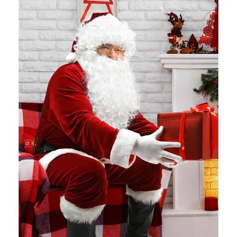M-4XL Santa Claus Costume for Men Santa Suit Adults Mens Deluxe Professional Christmas Clause Outfit Xmas Cosplay Party Supplies - Big Tim's Magic Emporium