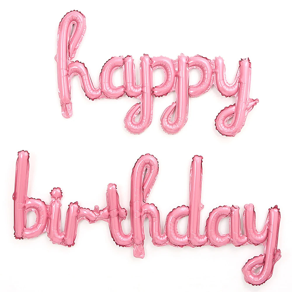 2pcs/Pack Black Pink Happy Birthday Balloons Aluminum Foil Party Decorations DIY Home Accessories for Birthday Celebrations