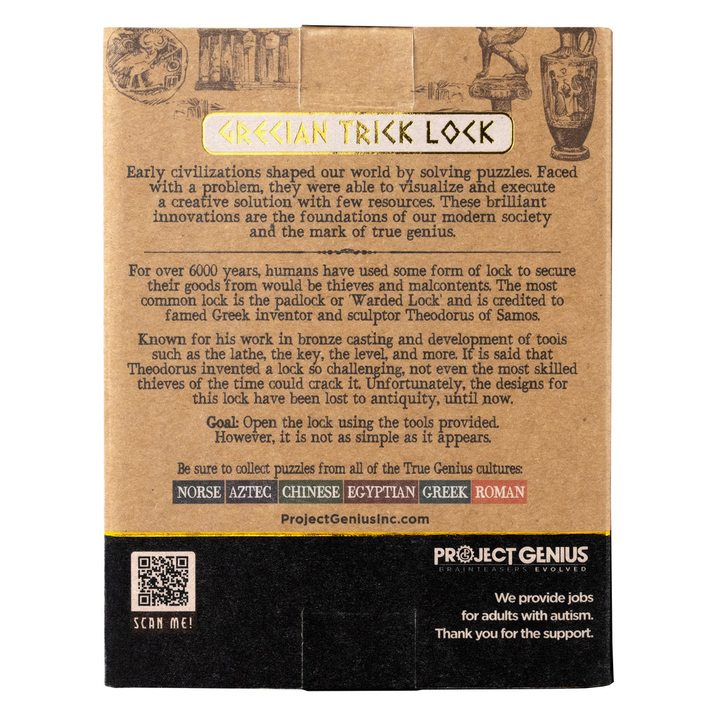 Grecian Trick Lock- Theodorus' Key and Lock Puzzle by Project Genius