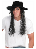 Mens Michael Jackson Hat With Wig by Masquerade